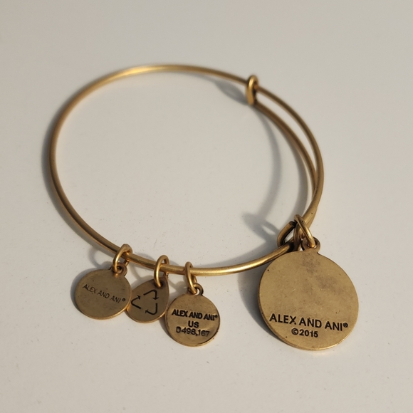 Alex and Ani Rafaelian Gold ALASKA WHALE TAIL Expandable Bracelet. Preowned - Picture 3 of 4